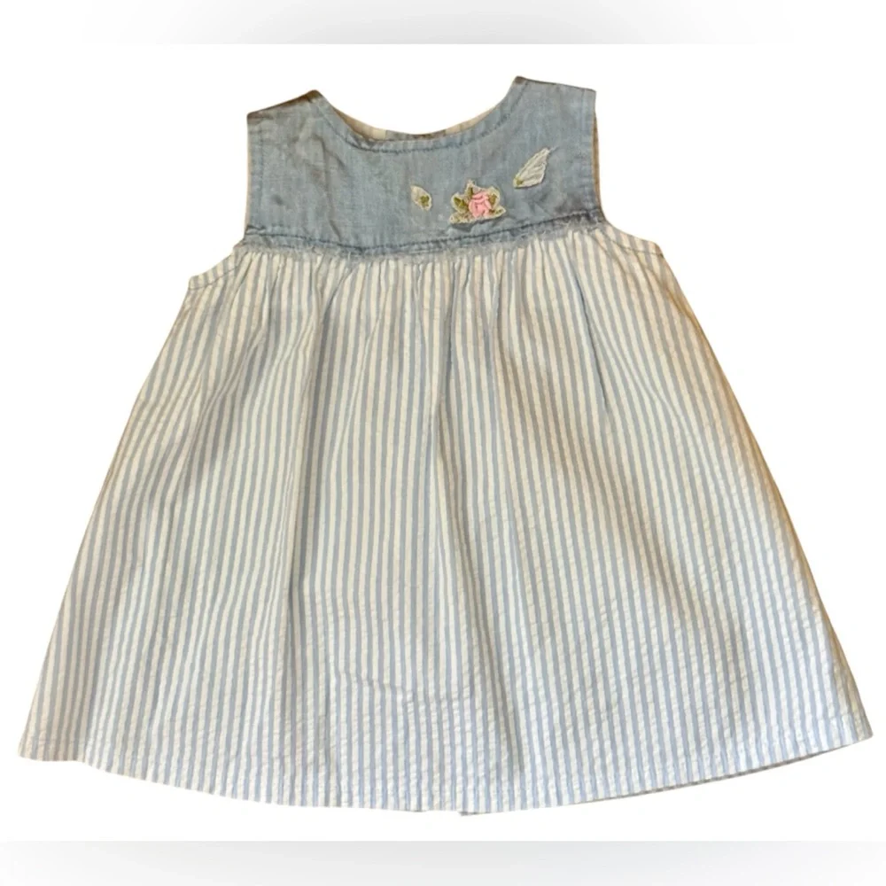 Baby Graziella Striped Blue and‎ White  baby Dress size 1 made in Italy